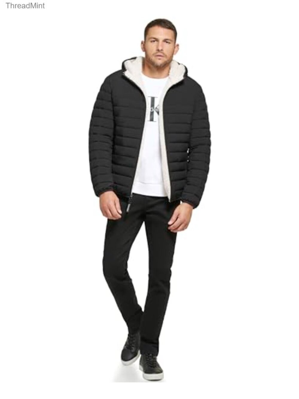 Men's Lightweight Packable Down Jacket Sherpa Lined Hooded Puffer